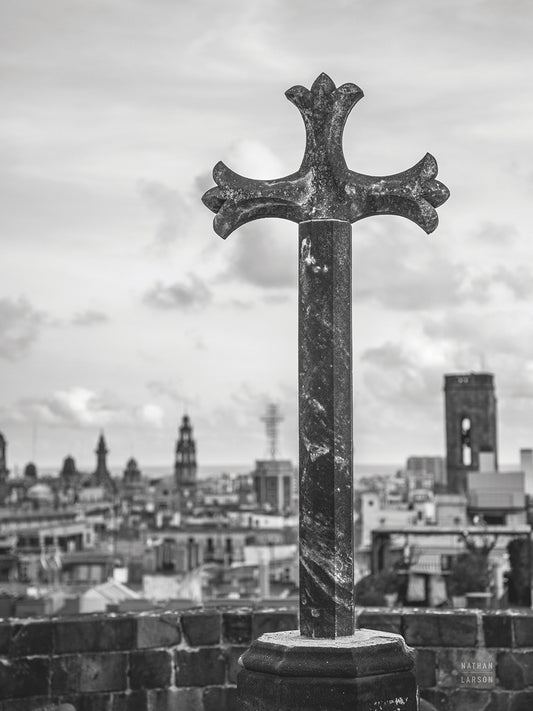 Cathedral View Barcelona BW