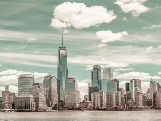 NEW YORK CITY Manhattan Skyline & Hudson River | urban vintage style