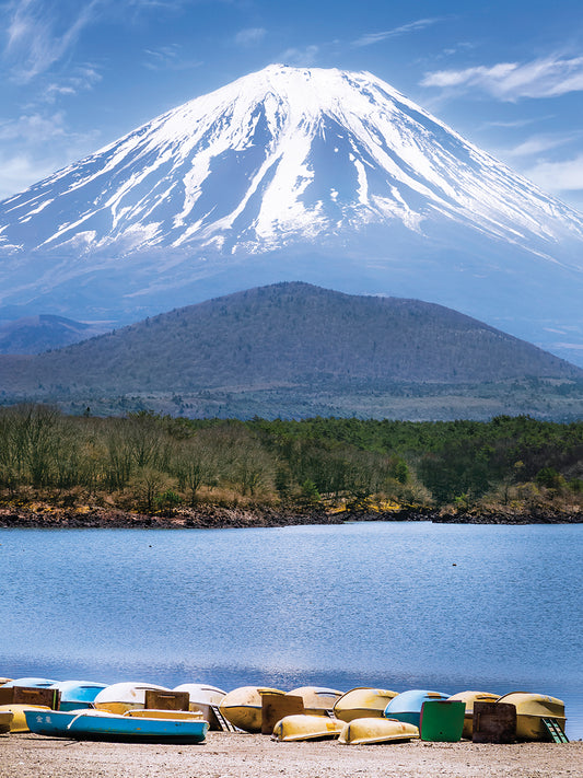 Picturesque Lake Shoji with striking Mount Fuji