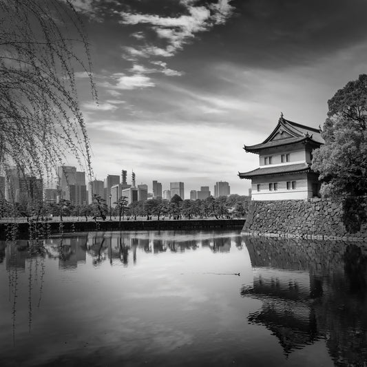 Sakurada Tatsumi Yagura with Tokyo Skyline | monochrome