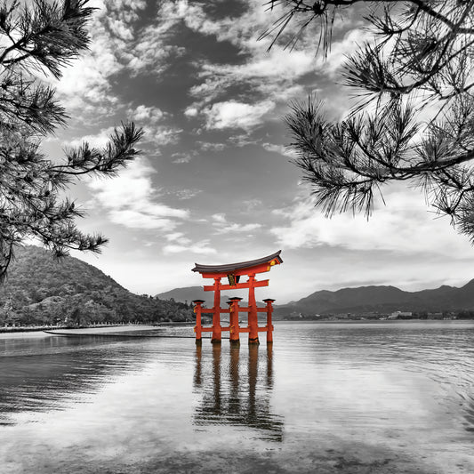 Vermilion Torii of the Itsukushima Shrine on Miyajima | colorkey