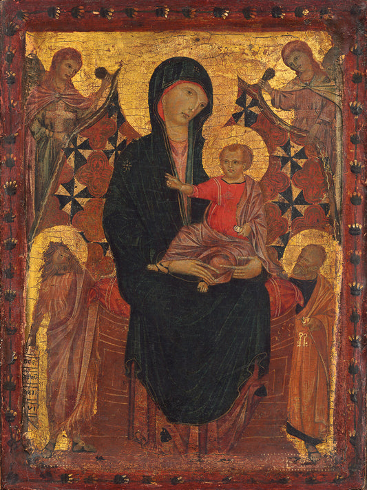 Madonna and Child with Saint John the Baptist, Saint Peter, and Two Angels, c. 1290
