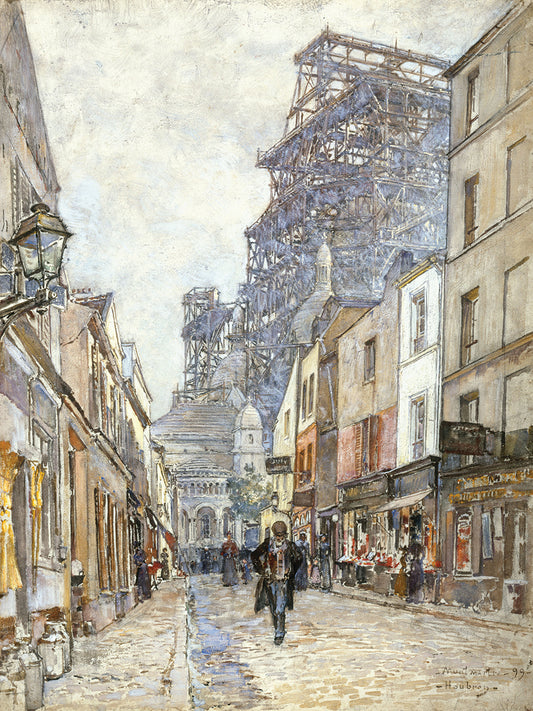 Rue du Chevalier-de-la-Barre, with the Sacré-Cœur under construction (1899)