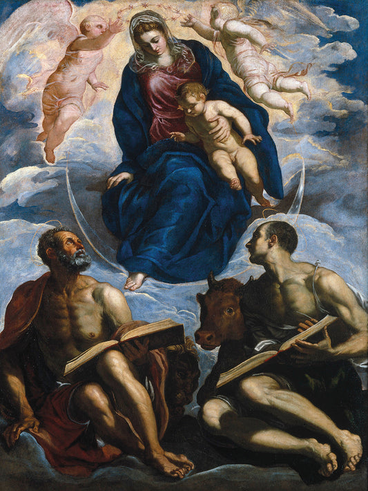 Mary with the Child, Venerated by St. Marc and St. Luke (before 1570)