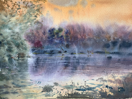 Landscape River Watercolor