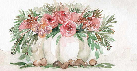 Pink Floral White Pumpkin