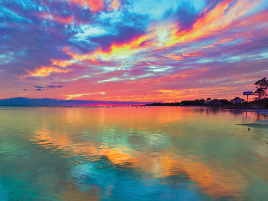 Pink Sunset Sea-Beautiful Sunrise-Cloud Streaks